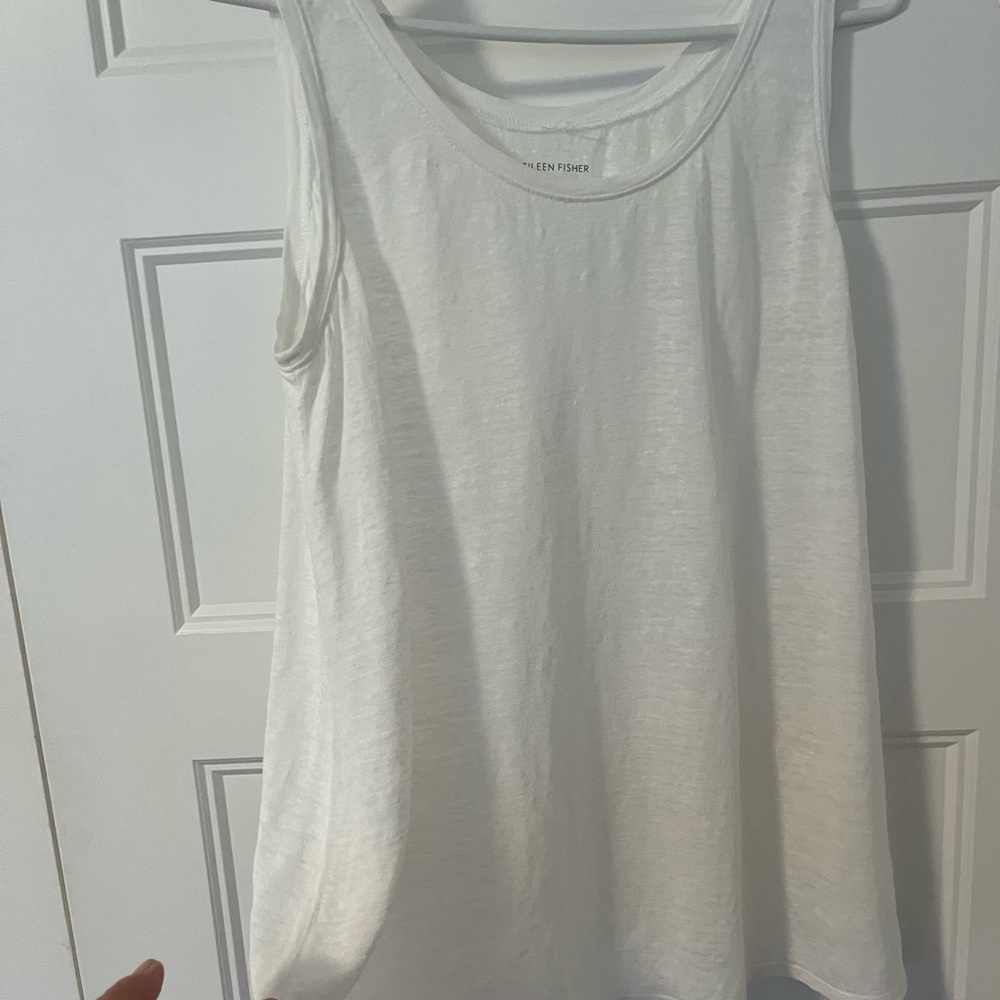Eileen Fisher Classic White LinenTank Top
